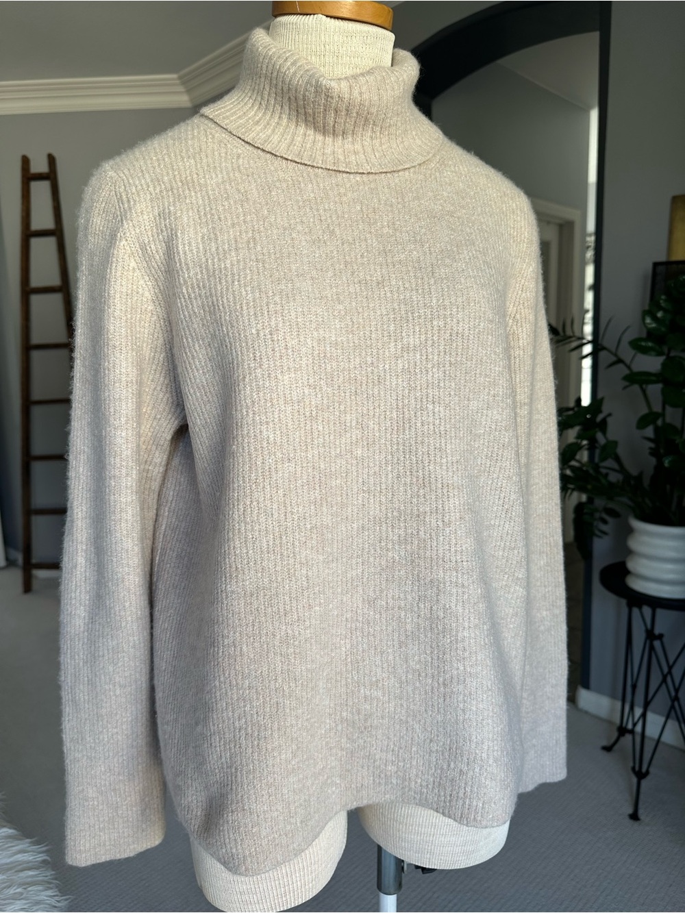 Caslon Nordstrom Sweater Cream Turtleneck Wool-blend size large